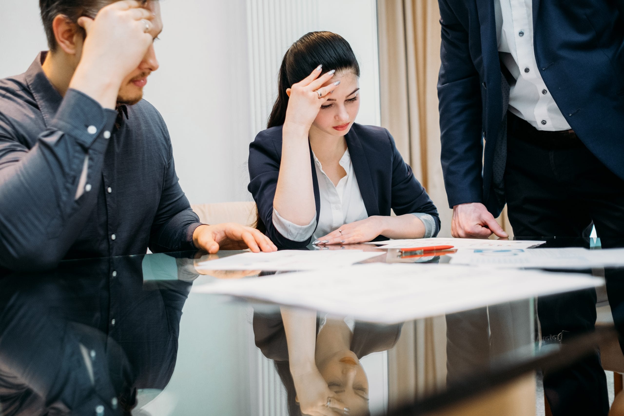 couple splitting a business with lawyer